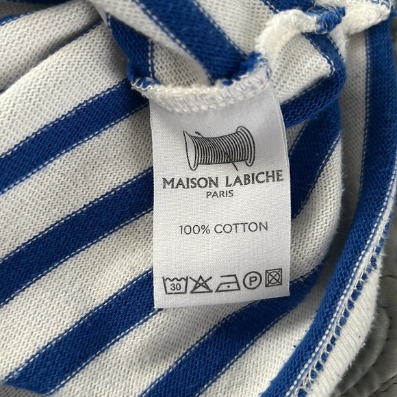 MAISON LABICHE BLUE & WHITE STRIPED WOMEN T-SHIRT SIZE XS MADE IN PORTUGAL - Picture 3 of 9